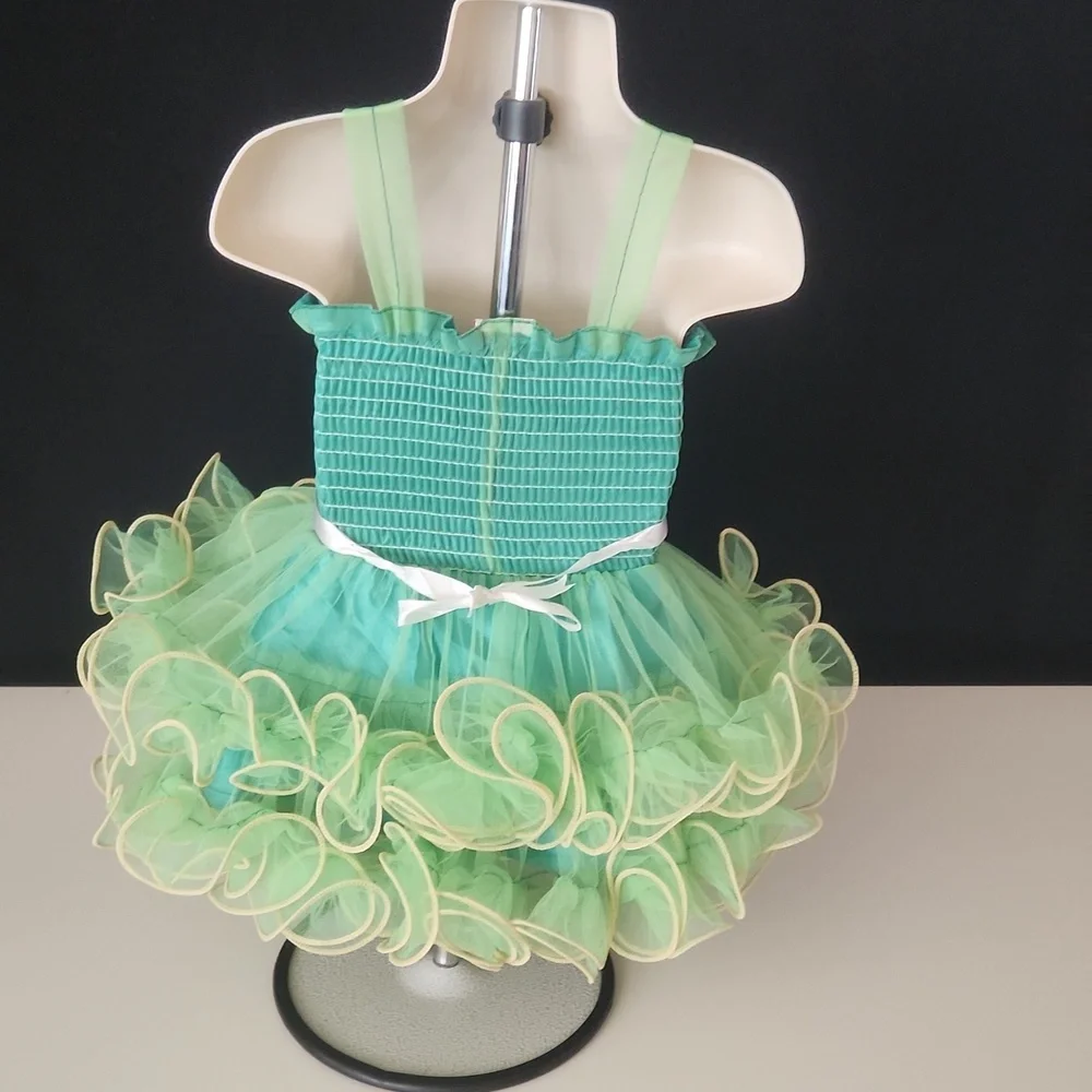 Megha - Infant -Tinkerbell Inspired Green /Cream/Sparkle- Dance/Pagent Costume